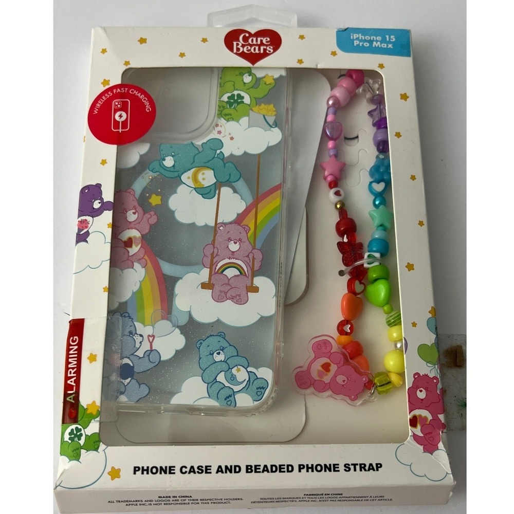 Care Bears Skinnydip iPhone 15 Pro Max Case and Beaded Phone Strap Set Rainbow